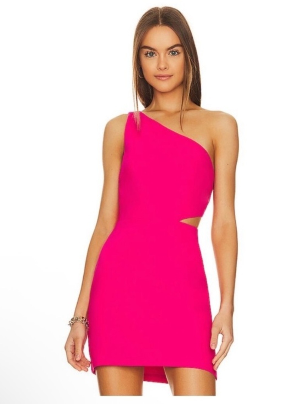 Amanda Uprichard Bowen Mini Dress in Hot Pink Size Medium Cutout